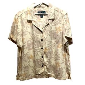 Island Traders Women’s Beige Neutral Hawaiian Blouse Size XL